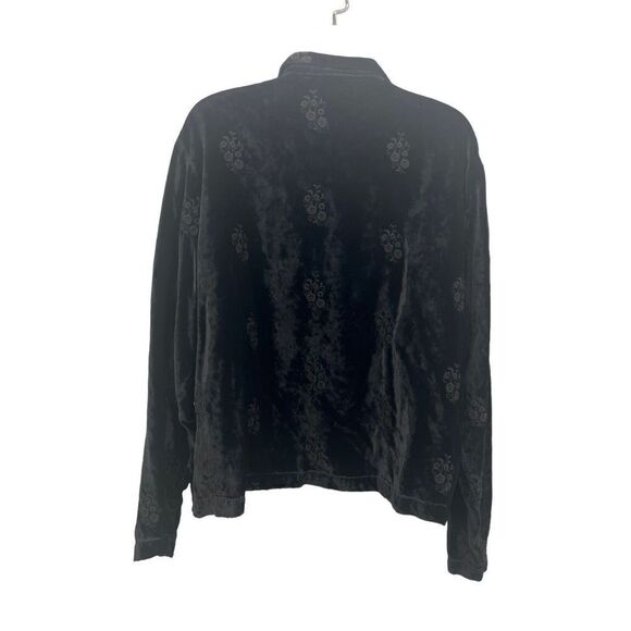 CP Shades Crushed Velvet Rayon Button Down Sz Medium Black Embroidered Top Boho - Picture 14 of 16